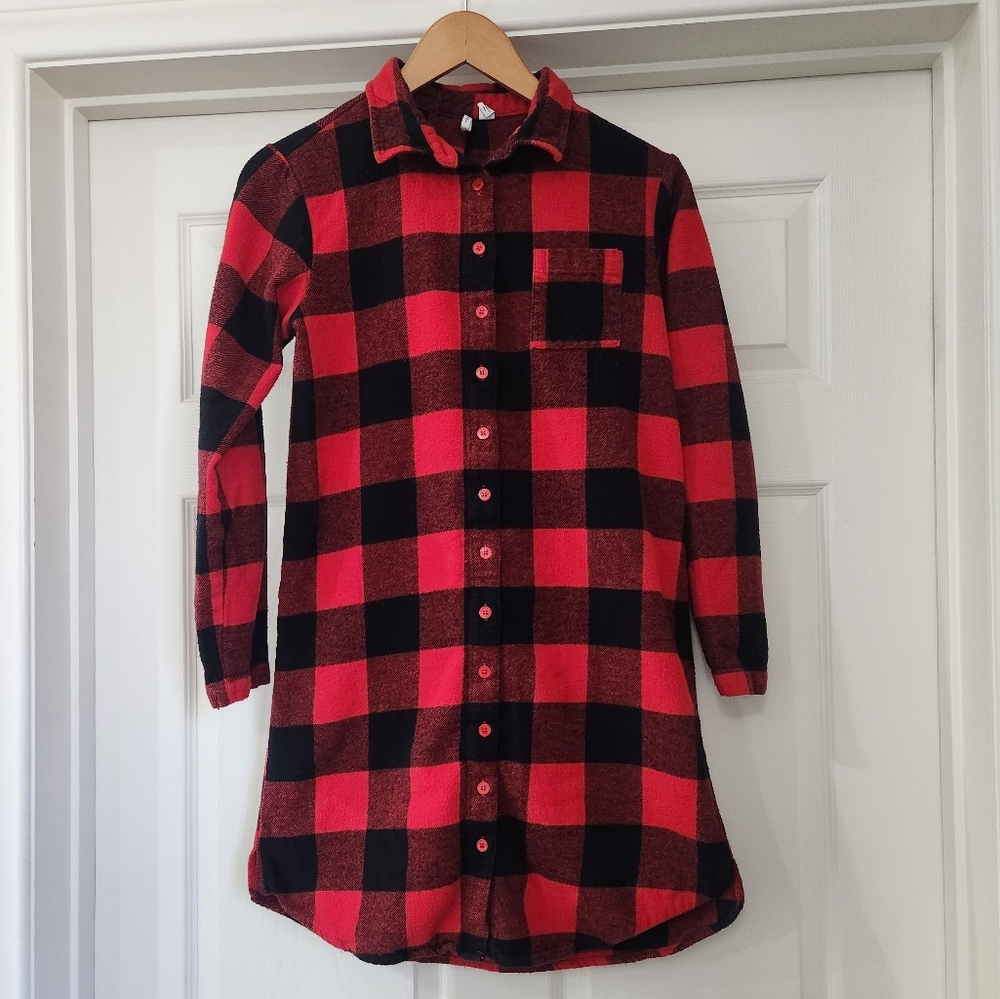 Nordstrom Buffalo Plaid Flannel Dress Size S